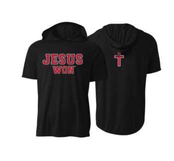 Short Sleeve Hoodie - Black & Red