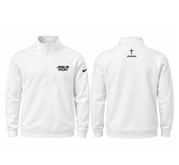 Jesus Won Pullover - Nike Club Fleece Sleeve Swoosh 1/2-Zip